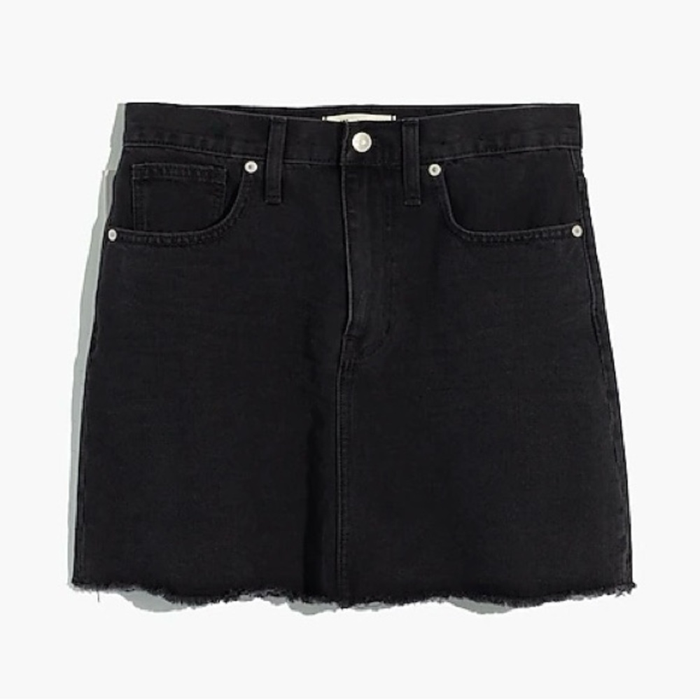 🆕 MADEWELL Rigid Denim A-Line Mini Skirt w/ Fluffy Hem in Lunar Wash | Sz 31 🆕